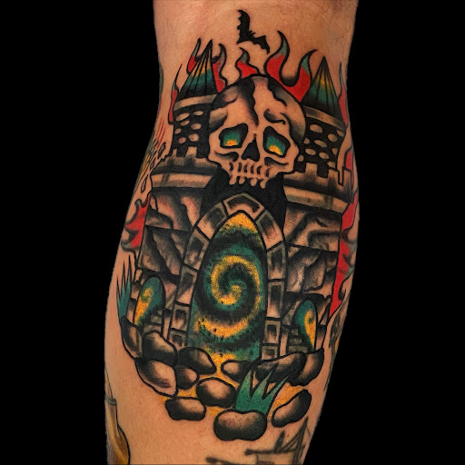 Find best dog tattoo ideas for your next unique tattoo in Johnson City at Gold Cross Tattoo Co.