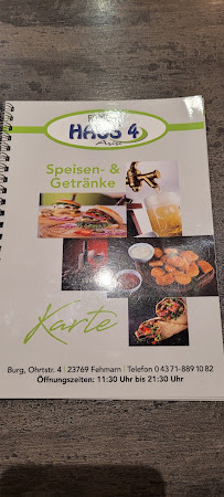 HAUS 4 handmade fresh food Burger-Restaurant à Fehmarn menu
