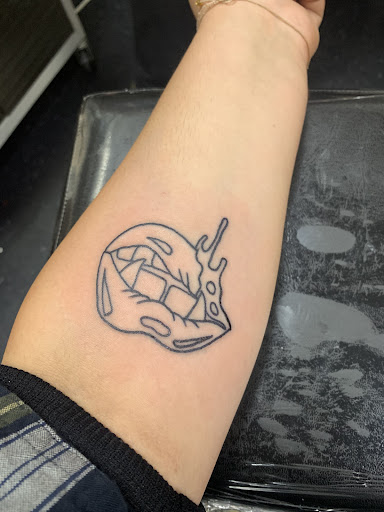 Explore mudkip tattoo idea, creative tattoo ideas in Hilliard, available at 22 Caliber Tattoo Mega Studio