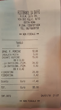 Da Baffo Steakhouse à Rome menu