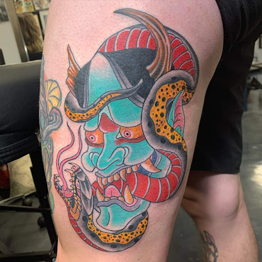 Explore dog tattoo ideas, creative tattoo ideas in Albuquerque, available at Tiger Wraith Tattoo