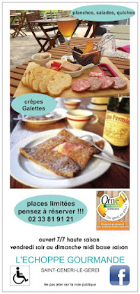 menu du restaurants L'échoppe gourmande à Saint-Céneri-le-Gérei