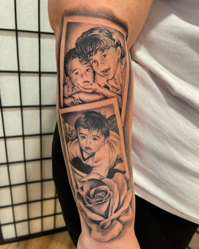 Explore jesus tattoo sleeve ideas, creative tattoo ideas in Kenosha, available at Kenosha Tattoo Company