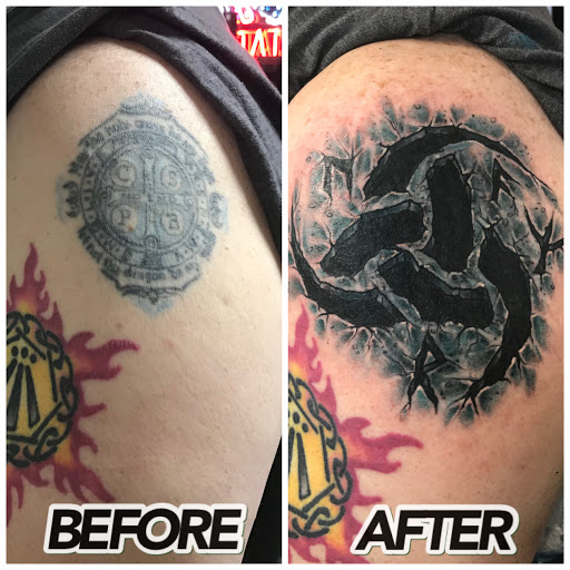 Explore cool chest tattoo ideas, creative tattoo ideas in Libertyville, available at Lucky Seven Tattoo