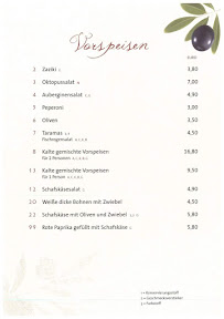 Restaurant grec Taverne Athen à Eschenlohe (le menu)