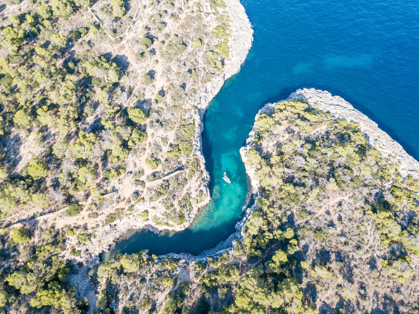 Fotografie cu Cala Beltran cu o suprafață de apa pură turcoaz