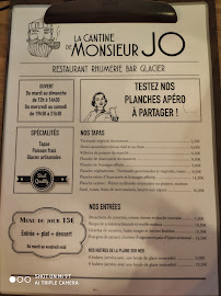 Menu / carte de La Cantine de Monsieur Jo à Préfailles