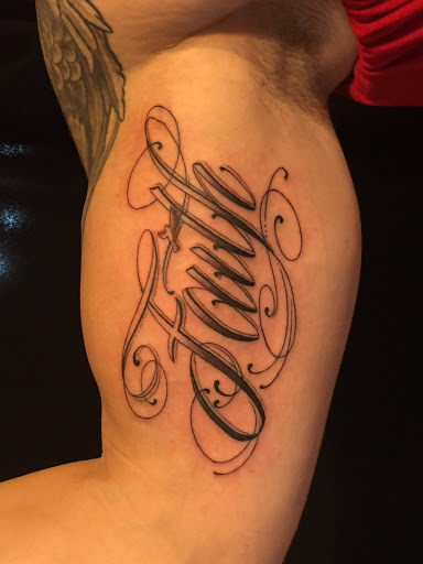 Explore cute boyfriend name tattoo ideas, creative tattoo ideas in Laramie, available at Vintage Electric Tattoo