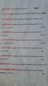 Carte du Pizzeria le robinson à Roquebrune-sur-Argens