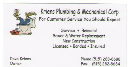 Kriens Plumbing & Mechanical Corporation in Des Moines, Iowa