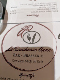 Restaurant La Duchesse Anne à Blois (le menu)