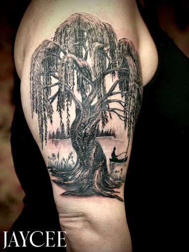 Explore bull skull tattoo ideas, creative tattoo ideas in Pendleton, available at Just Another Hole in the Wall Tattoo