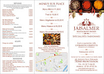 Menu / carte de Jaisalmer Lounge à Montesson