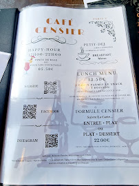 Restaurant de fondues Café Le Censier à Paris (la carte)
