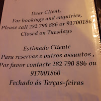 Restaurante ALLORO à Praia da Luz menu