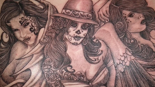 Explore angel neck tattoo ideas, creative tattoo ideas in San Angelo, available at A1 Tattoos and Piercings