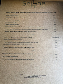 Restaurant français Sellae à Paris (le menu)