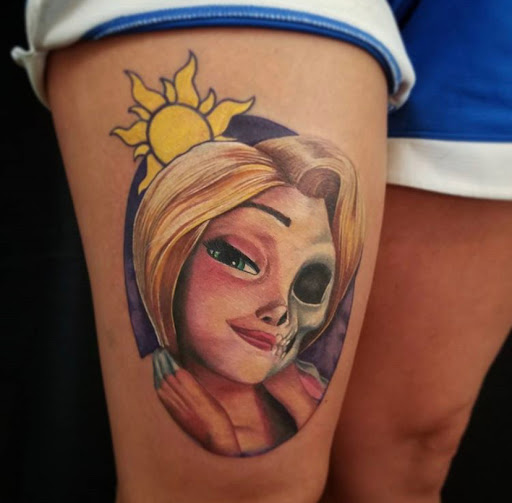 Explore calf tattoo ideas for men, creative tattoo ideas in Newburgh, available at Shangri-Las Tattoo Emporium