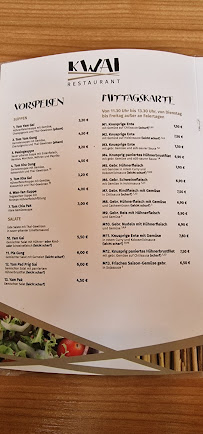 Menu du Restaurant Kwai à Freystadt