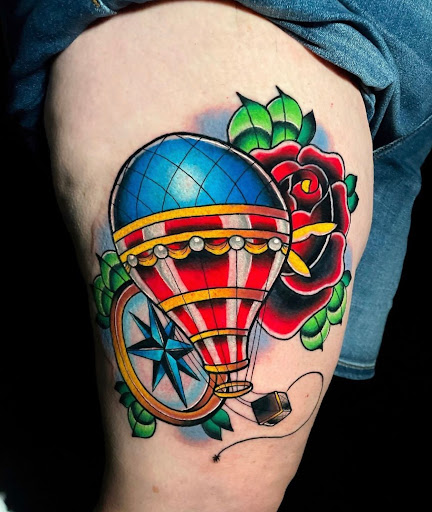 Explore dinosaur tattoo ideas for son, creative tattoo ideas in Stockbridge, available at Black Rose Tattoo Collective