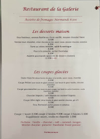 Carte du Restaurant de la galerie à Le Mesnil-sur-Blangy