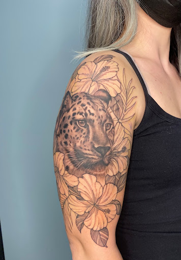 Explore great dane tattoo ideas, creative tattoo ideas in Metuchen, available at Iron & Pine Tattoo Co.