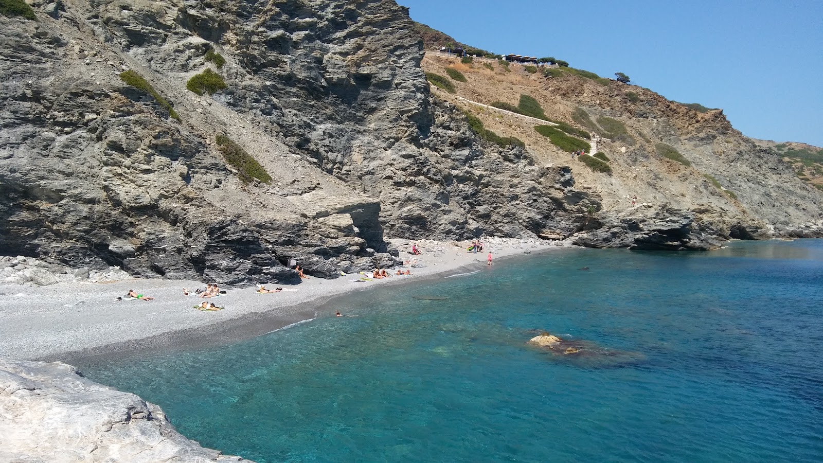 Foto di Paralia Mouros con una superficie del ciottolo grigio