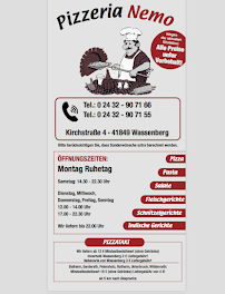 Pizzeria Pizzeria Nemo à Wassenberg (le menu)