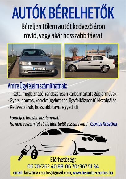 Autóbérlés, Autókölcsönzés: Bérautó-Csortos.hu