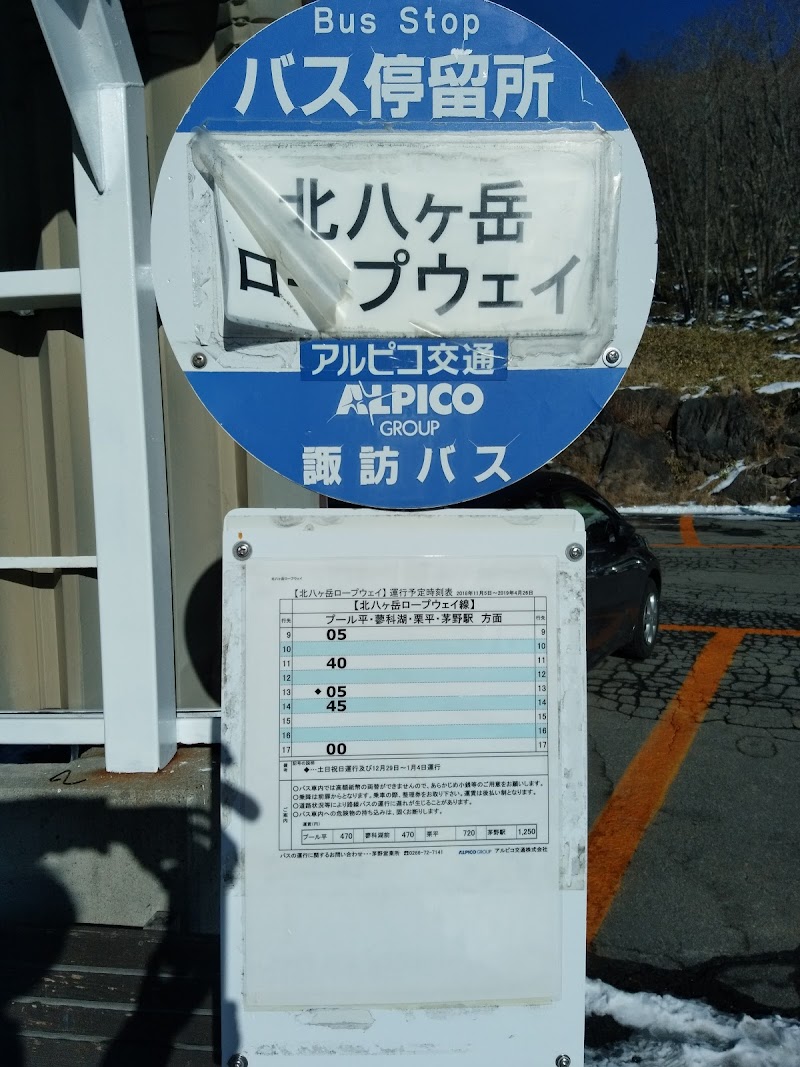 北八ヶ岳ロープーウェイ バス停 長野県茅野市北山 運輸サービス グルコミ