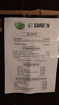 Menu du Le Garden restaurant à Aix-en-Provence