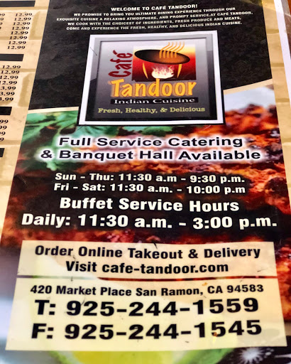 Indian Restaurant «Cafe Tandoor», reviews and photos, 420 Market Pl, San Ramon, CA 94583, USA