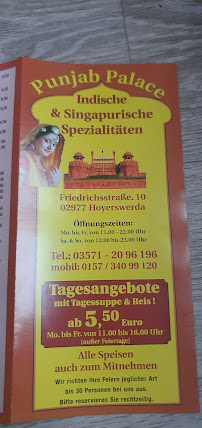 Punjab Palace Hoyerswerda à Hoyerswerda menu