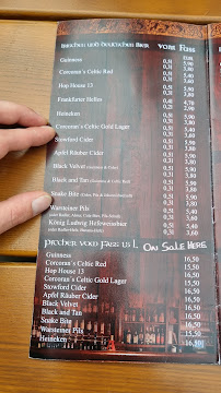 Menu du Blackwater Irish Pub Winterberg à Winterberg