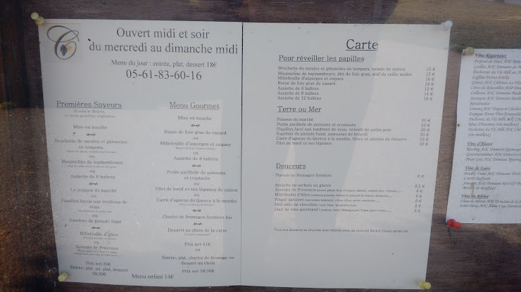 menu du restaurants Le Chai de Fages à Drémil-Lafage