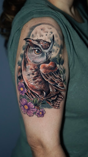 Explore golden retriever tattoo ideas, creative tattoo ideas in North Brunswick, available at Orpheus Tattoo Studio