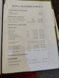Carte du Antica Trattoria Barracca à Amalfi