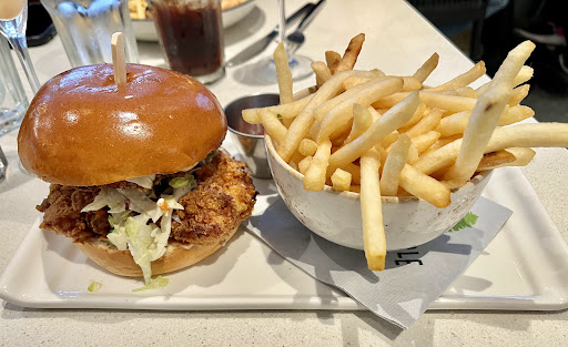 Hot Honey Fried Chicken Sandwich w/fries. Absolutely amazing!!!!! 