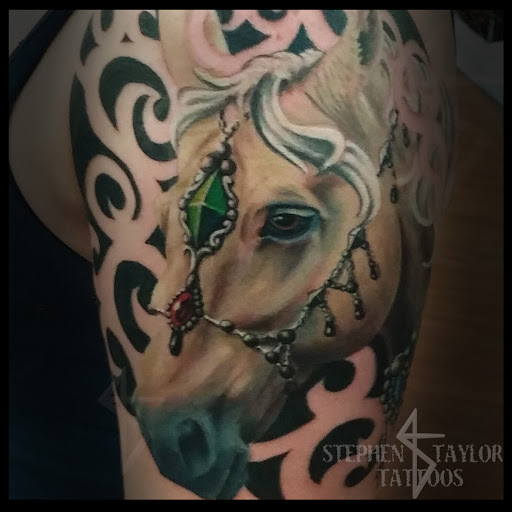 Explore dog tattoo ideas for females, creative tattoo ideas in Asheville, available at Pure Steam Tattoo
