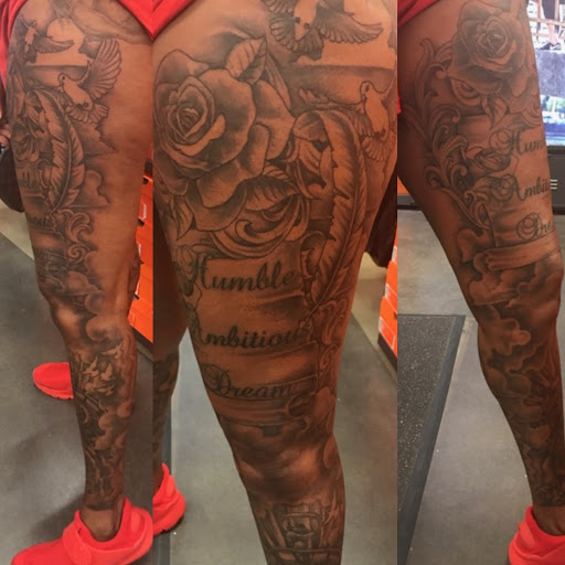 Explore calf tattoo ideas for females, creative tattoo ideas in Albany, available at Tat Jones Ruthless Tattoos L.L.C.
