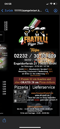 Pizza Taxi 4 Fratelli Brühl à Brühl menu