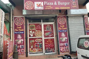 Look the taste pizza and burger image