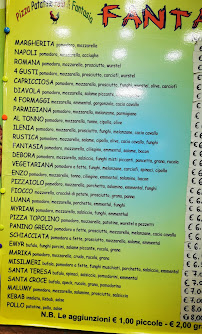 Menu / carte de Pizza, Patatine, Polli E Fantasia di Calcagno Vincenzo à Misilmeri