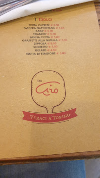 Da Ciro à Turin menu
