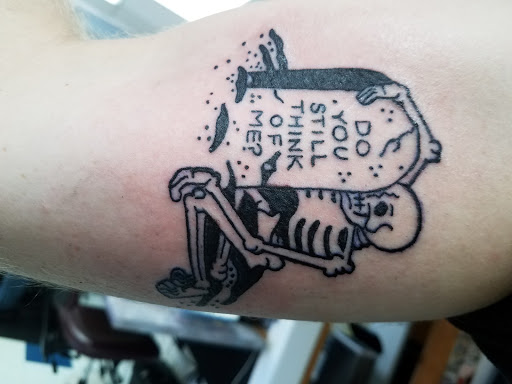 Explore mountain biking tattoo ideas, creative tattoo ideas in Libertyville, available at Art With Atattooed