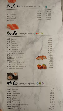 Menu / carte de Sushi Tokyo à Paris