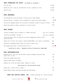 Madéluce à Aix-les-Bains menu