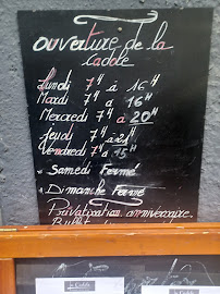 Menu / carte de La Cadole à Vincennes