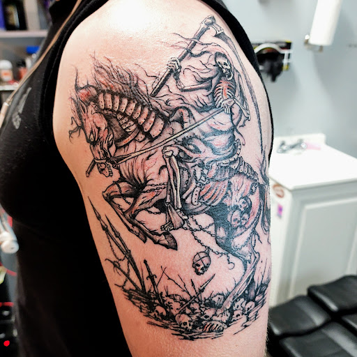 Explore heaven tattoo ideas for guys, creative tattoo ideas in Columbus, available at Broken Tarot Tattoo Parlour