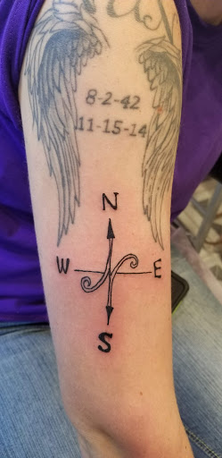 Explore sons name tattoo ideas, creative tattoo ideas in Davis, available at SIX GUN SOUND TATTOO